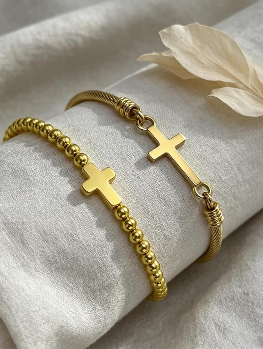 Cross Beaded Bracelet Set